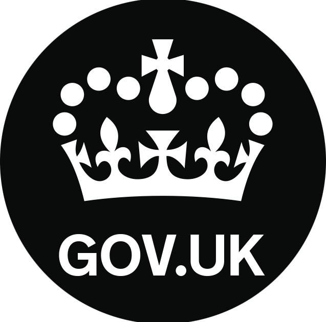 Image of the GOV.UK logo, which includes a white outline of a crown on a black background.